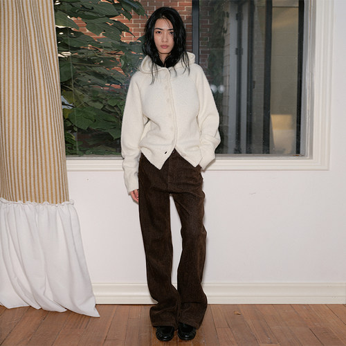 COINROVA棕色天丝棉肌理磨毛加绒保暖微喇裤复古撞钉 - 图1