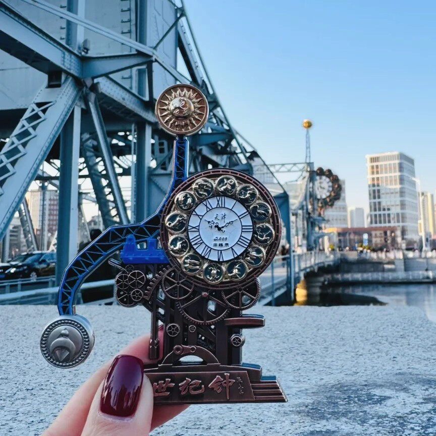 天津文创海鸥世纪钟金属冰箱贴可旋转博物馆旅游收藏纪念品伴手礼