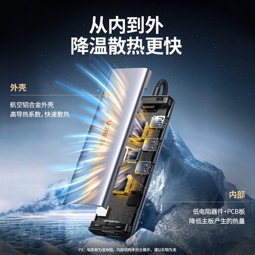 绿联拓展坞typec扩展hdmi投屏转换usb分线器hub集线器雷电4网线多功能接口转接头笔记本电脑iPad平板手机配件 - 图3