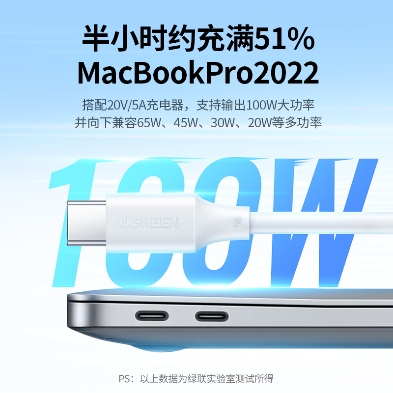 绿联双typec数据线mate60适用华为小米苹果iPhone15pro双头充电iPad平板快充pd100w手机macbook笔记本ctoc口 - 图0