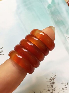 玛瑙玉石男女款天然红玉髓戒指