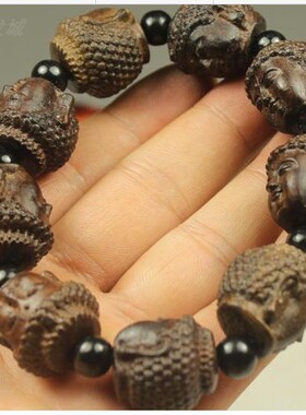 沉香手串木佛头珠文玩手链