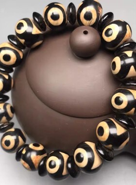 缠丝玛瑙三眼天珠算盘子玉石珠子手串手链手佩饰复古民族风真饰品