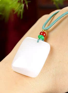 羊脂白挂件平安无事牌金丝玉男女