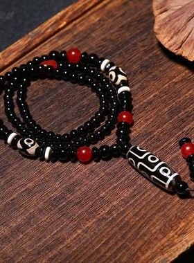 玛瑙项链男女九眼天珠