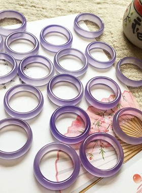 女款玉石指环纯天然紫色冰种玛瑙