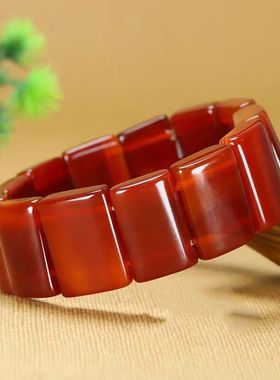 纯天然红玛瑙手牌手链 5A级红玛瑙手串 玉石手牌男女情侣款