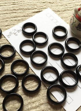 戒指女男款黑玛瑙情侣学生食指戒