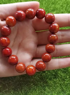 男女款玛瑙南红色缠丝手串男女