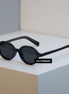 日杂风小众高街复古椭圆太阳眼镜