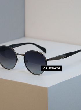 复古日系高街金属圆框墨镜配近视