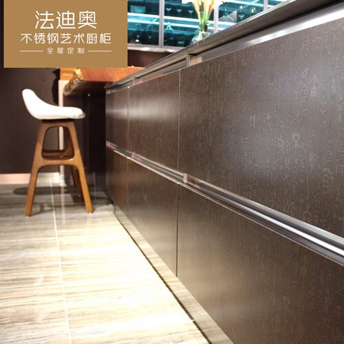 法迪奥工业风304不锈钢橱柜定制不锈钢台面整体U字型简约款开放式 - 图3