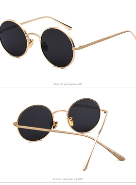 太阳眼镜蛤蟆镜高级感金属圆框架