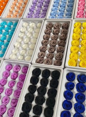 永生花B级2-3cm保鲜小花头玫瑰不凋花装饰DIY小熊独角兽手工礼物