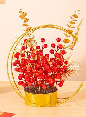 新年春节福桶花艺摆件装饰商场新店活动氛围布置周年庆典花篮挂饰