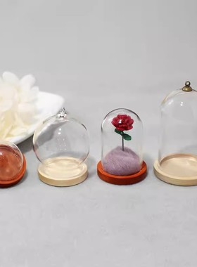 DIY配件复古项链挂件道具杯小型展示盒木质玻璃装饰摆件