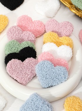 卡通可爱毛绒爱心形桃心配饰暖乎乎鲜花花束包装材料装饰摆件