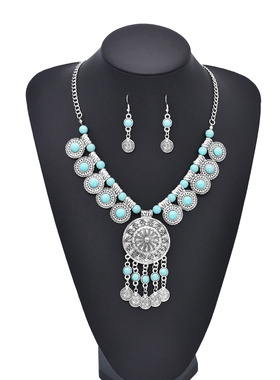 敦煌飞天写真项链民族风耳环