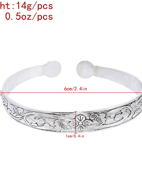 新款复古雕花仿银手镯女