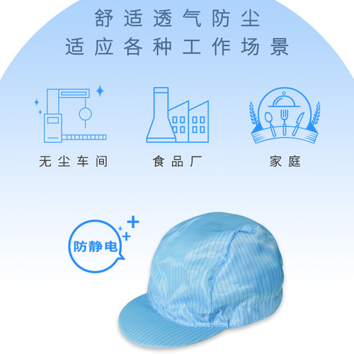 防静电帽子无尘防尘净化小工帽电子工厂车间男女工作帽食品无尘帽 - 图0