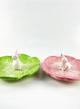 可爱日式风格小白兔子餐盘水果点心创意拼盘自助西餐厅甜品料理碟