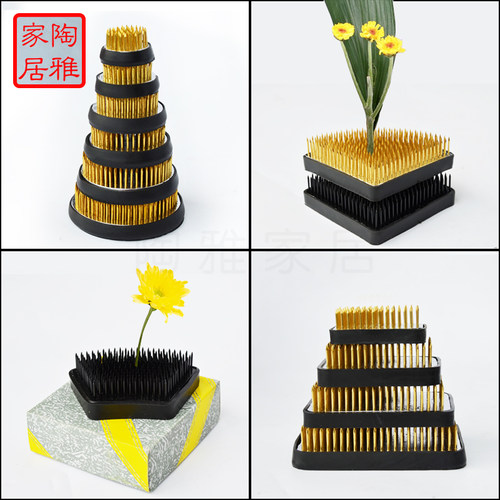 陶雅剑山插花花器用花艺教学小源流草月流插花道圆黑花艺师用工具 - 图2