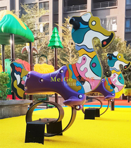 Kindergarten Child Rocking Horse Spring Rocking Horse Outdoor District Park Cartoon Animal PE Board Rocking a Colourful Trojan Horse