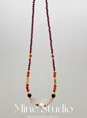 Mine Studio｜原创设计九紫离火石榴石串珠项链中式新年玛瑙项链