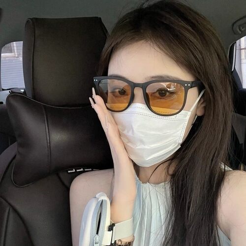 折叠墨镜女夏季防晒紫外线2021新款潮大脸拍照茶色太阳镜同款 - 图1