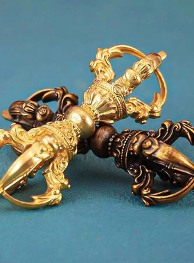 藏式尼泊尔铜制多色五股金刚杵