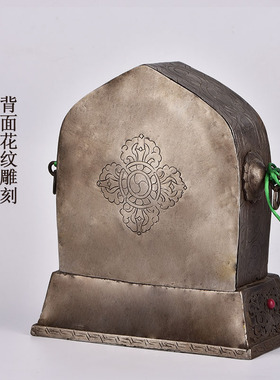 藏式寒铁绿度母噶乌盒家居摆件