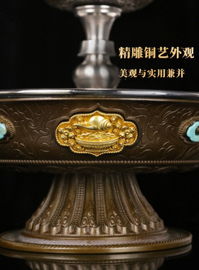 慧宝新升级做旧黄铜护法杯B款304不锈钢内胆杯加铜双层供杯供碗