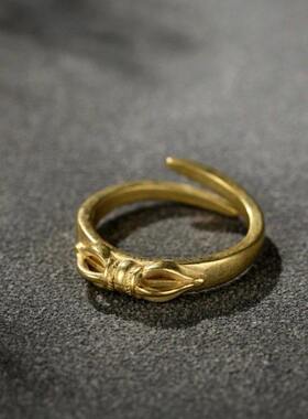 精工迷你复古黄铜红铜金刚杵普巴杵铁戒指男女开口指环配饰饰品