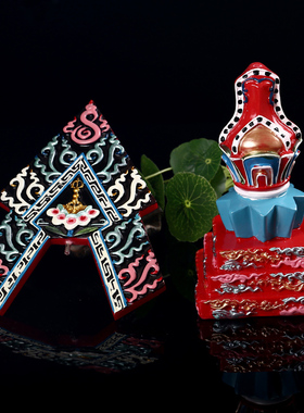 树脂彩绘三根本朵玛  上师 本尊 空行朵玛供奉摆件