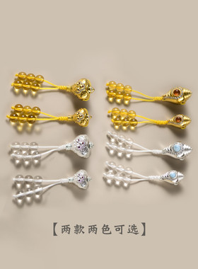 藏式纯银海螺三通佛头星月菩提纯银镀金三通宝瓶文玩手串配饰全套