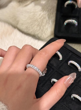 显白s925纯银满钻高级感圈圈戒指