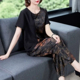 Шелковый летний модный комплект, короткий рукав, в западном стиле