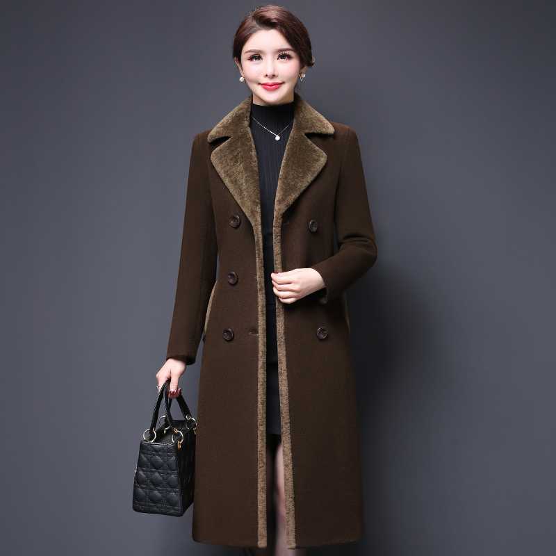 毛呢中年外套女韩版呢子大衣中长款加厚保暖中老年秋冬妈妈装40岁