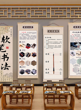 毛笔书法教室墙面装饰挂画软笔培训班文化墙壁画书法家墙壁海报画