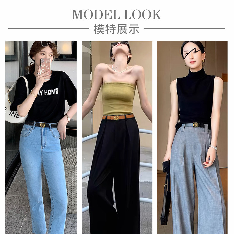 双面使用女士腰带ins风百搭装饰皮带设计感小众高档真皮牛仔裤带