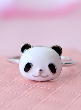 【微瑕清仓】创意简约可调节金色银色熊猫指环戒指小礼品