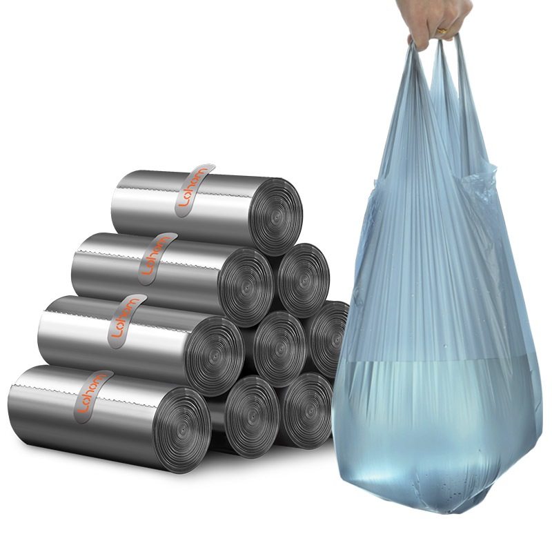 啦哄lohom钢袋手提式加厚垃圾袋中大号5060家用厨房背心式塑料袋 - 图3