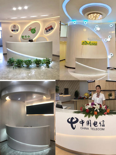 弧形前台接待台美容院医院圆形收银台上海工艺烤漆公司吧台桌定做 - 图1