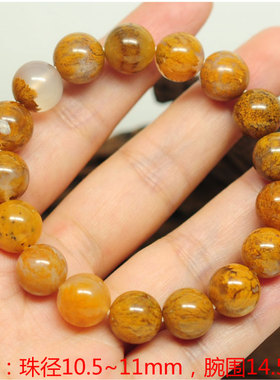 冰底金草手串胡杨玛瑙独特稀缺