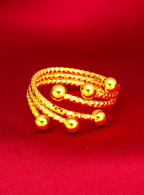 礼物礼品首饰转运珠戒指手镯开口3线女士转运珠手镯套装生日礼物