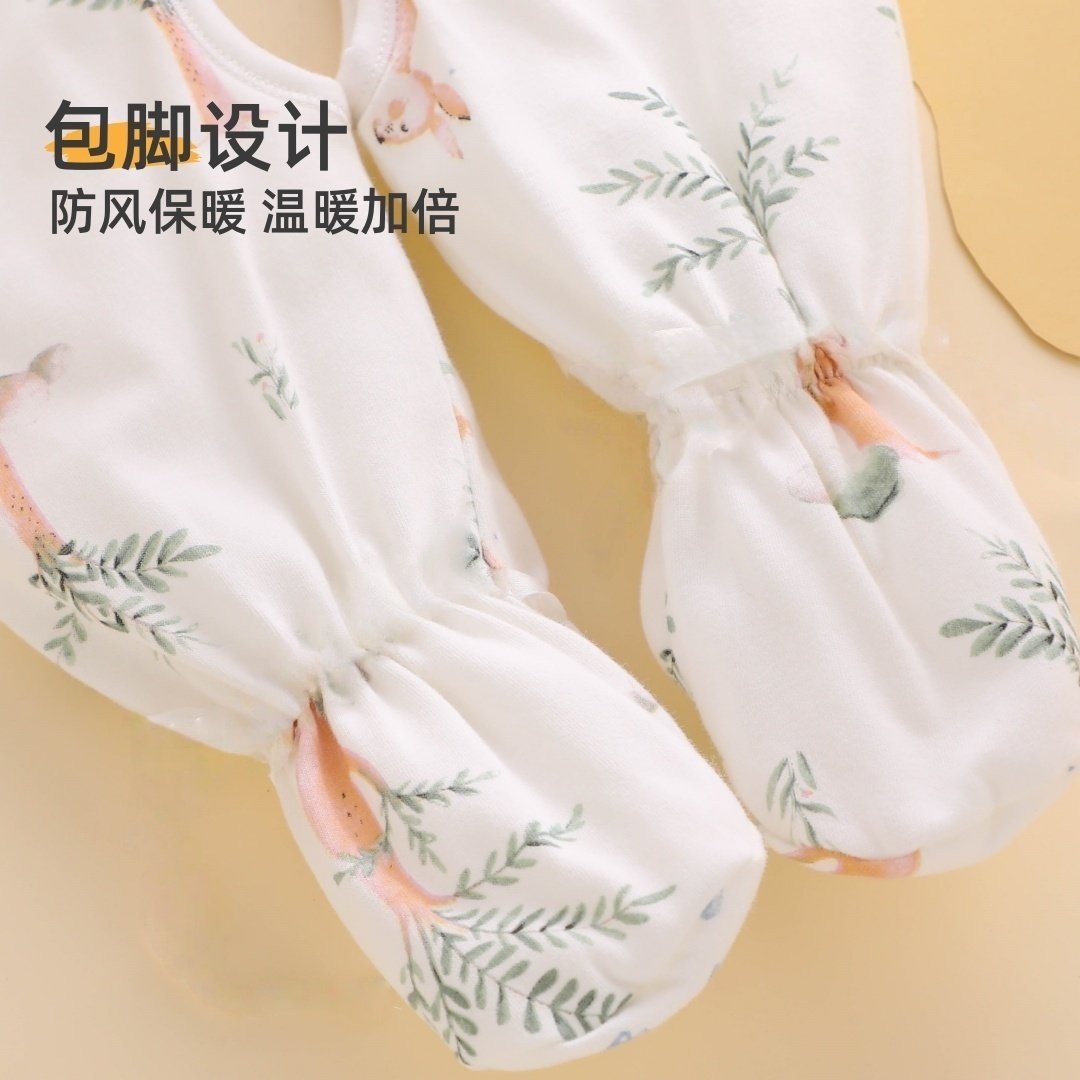 新生婴儿保暖夹棉秋冬季棉裤初生男女宝宝包脚高腰连脚开裆档裤子,淘宝优惠券,粉丝福利购,淘宝优惠卷