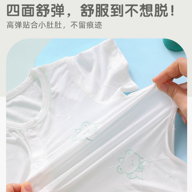 婴儿连体衣服夏季短袖空调轻薄款哈衣莫代尔冰丝开裆半袖宝宝夏装 - 图1