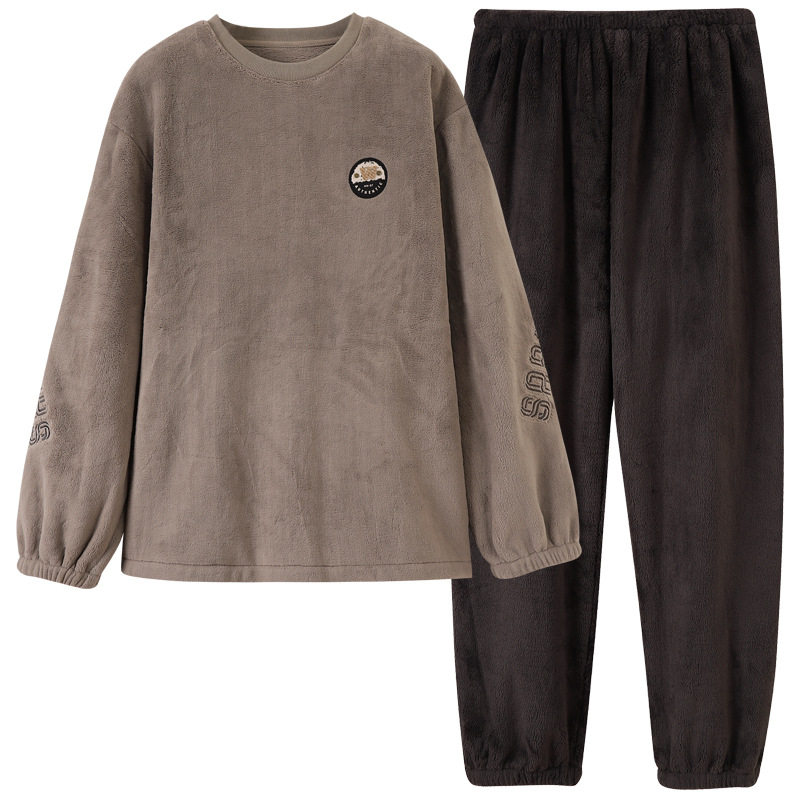 睡衣冬季男款法兰绒加厚加绒2025年新款男士珊瑚绒家居服保暖套装,淘宝优惠券,粉丝福利购,淘宝优惠卷