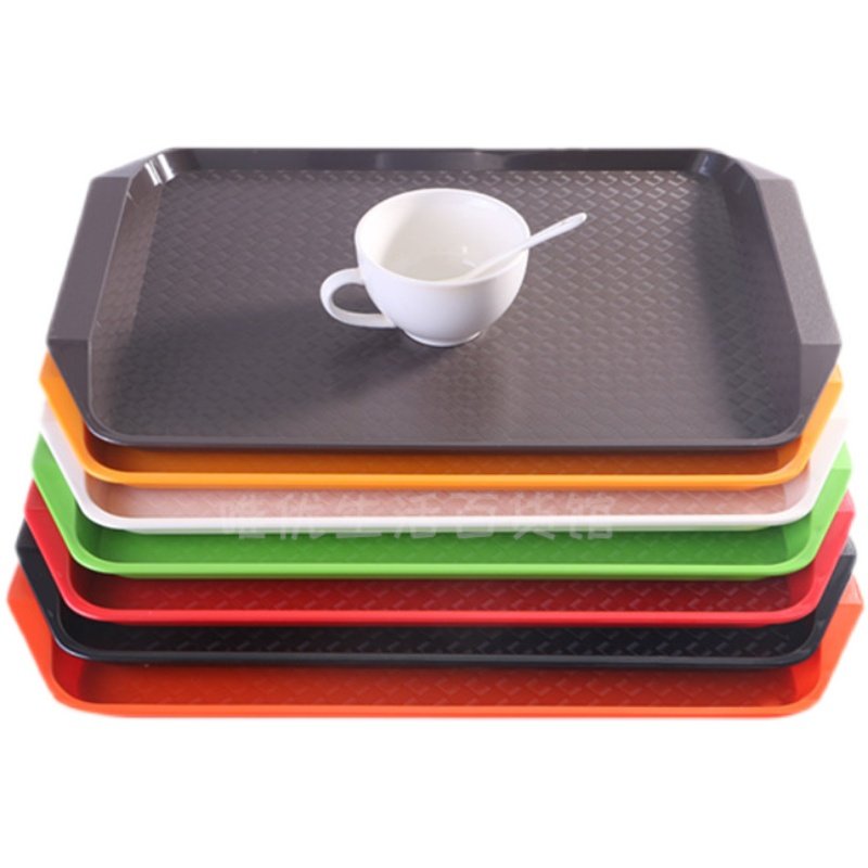 欧式耐用防滑ABS塑料长方形盘子商用餐盘托盘803白色双耳无耳中号,淘宝优惠券,粉丝福利购,淘宝优惠卷