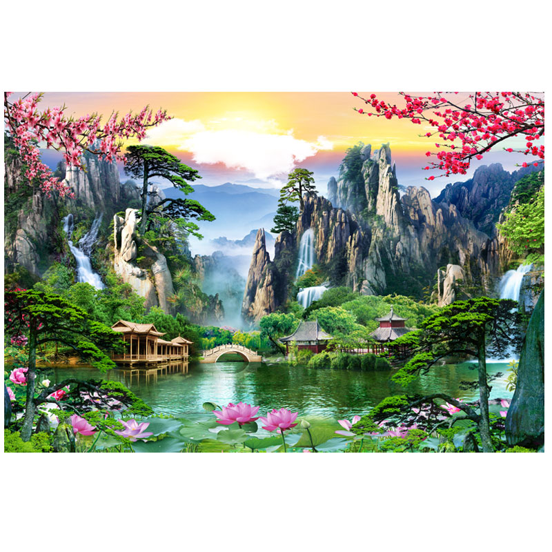 无活物无太阳仙堂山水画有v山有水风景画自粘客厅背景装饰画墙贴